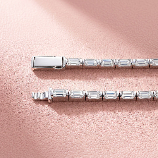 Baguette Moissanite Silver Tennis Women Bracelet | Prm9174