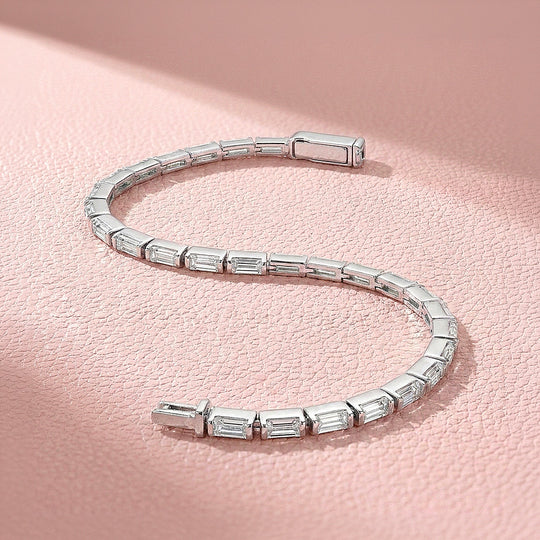 Baguette Moissanite Silver Tennis Women Bracelet | Prm9174