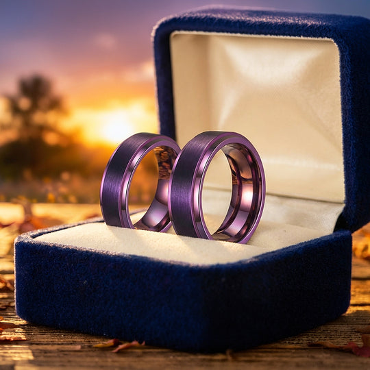 Purple Lavender | Tungsten Couple Rings | Purple Wedding Bands - Ring | Singapore Jewellery, Wedding Rings &amp; Gifts | Same Day Delivery | Tiara.com.sg
