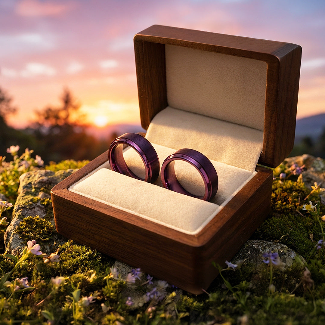 Purple Lavender | Tungsten Couple Rings | Purple Wedding Bands - Ring | Singapore Jewellery, Wedding Rings &amp; Gifts | Same Day Delivery | Tiara.com.sg