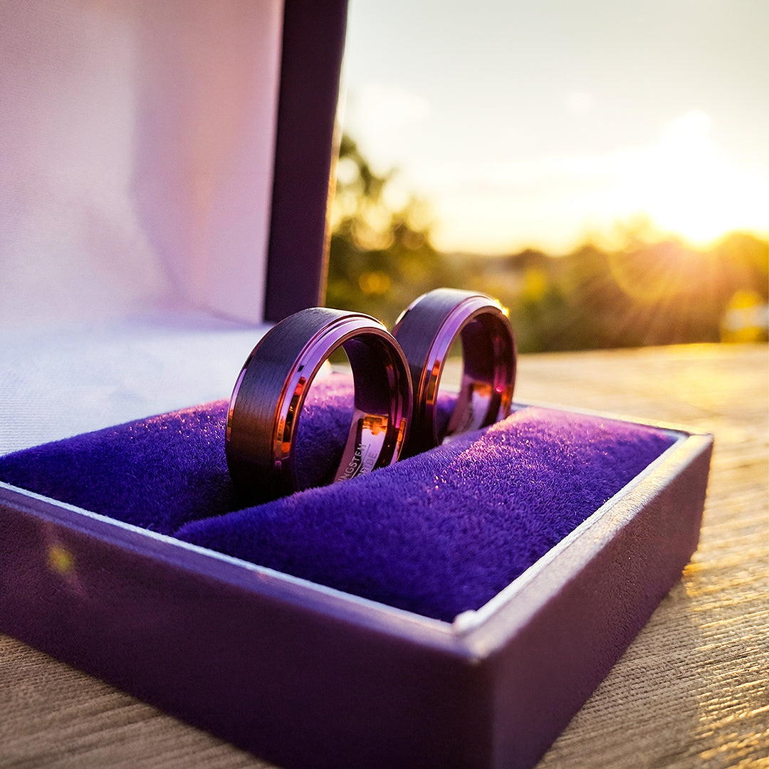 Purple Lavender | Tungsten Couple Rings | Purple Wedding Bands - Ring | Singapore Jewellery, Wedding Rings &amp; Gifts | Same Day Delivery | Tiara.com.sg