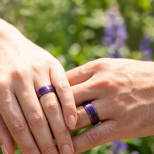 Purple Lavender | Tungsten Couple Rings | Purple Wedding Bands - Ring | Singapore Jewellery, Wedding Rings &amp; Gifts | Same Day Delivery | Tiara.com.sg