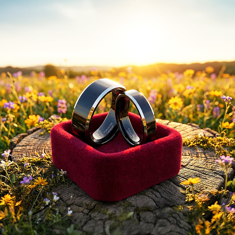Redolent | Tungsten Couple Rings | Black Wedding Bands - Ring | Singapore Jewellery, Wedding Rings & Gifts | Same Day Delivery | Tiara.com.sg