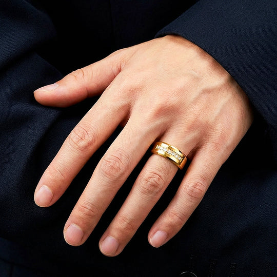 Regalis Polished Gold Tungsten Carbide Ring - Ring | Singapore Jewellery, Wedding Rings &amp; Gifts | Same Day Delivery | Tiara.com.sg