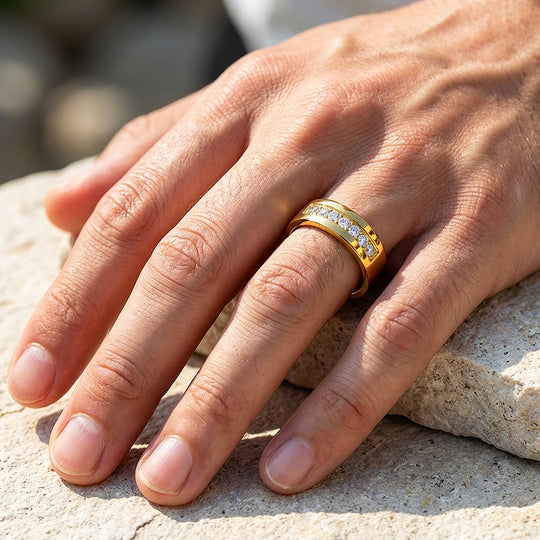 Regalis Polished Gold Tungsten Carbide Ring - Ring | Singapore Jewellery, Wedding Rings &amp; Gifts | Same Day Delivery | Tiara.com.sg