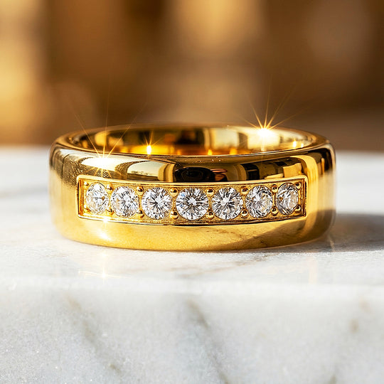 Regalis Polished Gold Tungsten Carbide Ring - Ring | Singapore Jewellery, Wedding Rings &amp; Gifts | Same Day Delivery | Tiara.com.sg