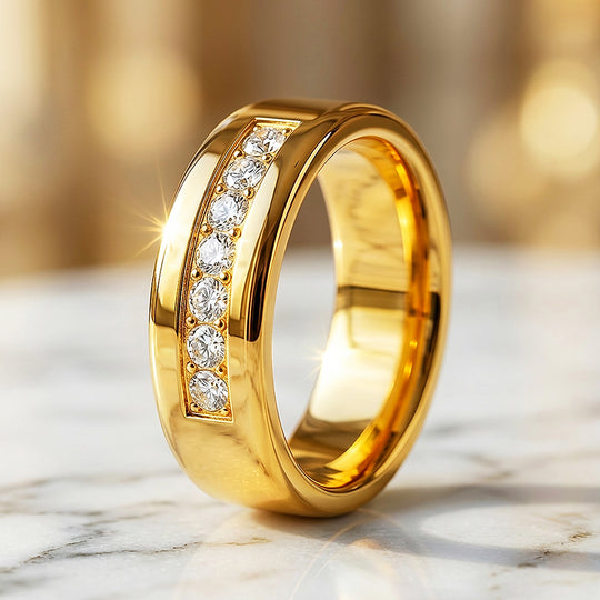 Regalis Polished Gold Tungsten Carbide Ring - Ring | Singapore Jewellery, Wedding Rings &amp; Gifts | Same Day Delivery | Tiara.com.sg