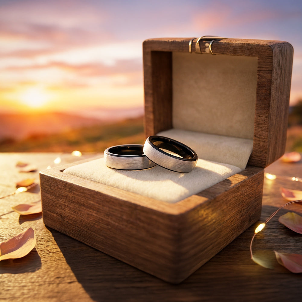 Resolve | Tungsten Couple Rings | Silver Wedding Bands - Ring | Singapore Jewellery, Wedding Rings & Gifts | Same Day Delivery | Tiara.com.sg