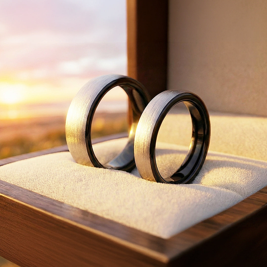 Resolve | Tungsten Couple Rings | Silver Wedding Bands - Ring | Singapore Jewellery, Wedding Rings & Gifts | Same Day Delivery | Tiara.com.sg