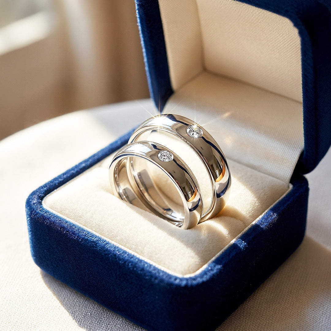 Rome | Tungsten Couple Rings | Silver Wedding Bands