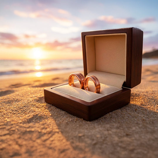 Santa | Tungsten Couple Rings | Rose Gold Wedding Bands - Ring | Singapore Jewellery, Wedding Rings &amp; Gifts | Same Day Delivery | Tiara.com.sg
