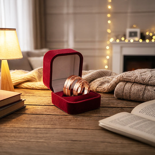 Santa | Tungsten Couple Rings | Rose Gold Wedding Bands - Ring | Singapore Jewellery, Wedding Rings &amp; Gifts | Same Day Delivery | Tiara.com.sg