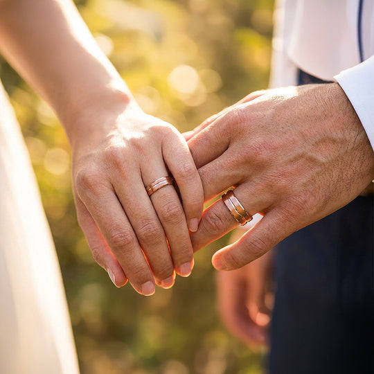 Santa | Tungsten Couple Rings | Rose Gold Wedding Bands - Ring | Singapore Jewellery, Wedding Rings &amp; Gifts | Same Day Delivery | Tiara.com.sg