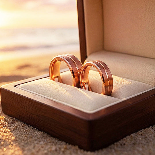 Santa | Tungsten Couple Rings | Rose Gold Wedding Bands - Ring | Singapore Jewellery, Wedding Rings &amp; Gifts | Same Day Delivery | Tiara.com.sg