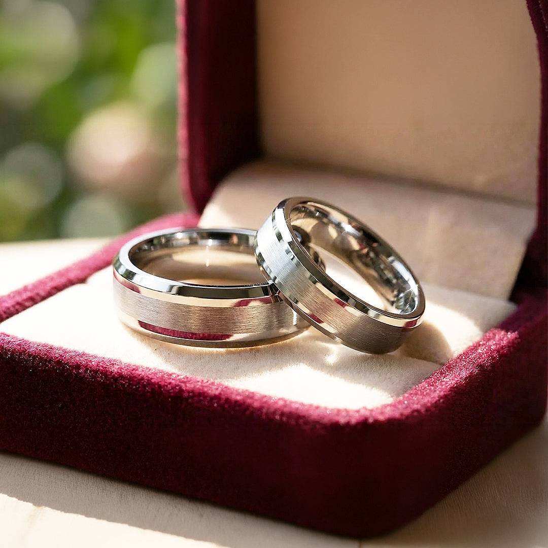 Serenity | Tungsten Couple Rings | Silver Wedding Bands - Ring | Singapore Jewellery, Wedding Rings & Gifts | Same Day Delivery | Tiara.com.sg