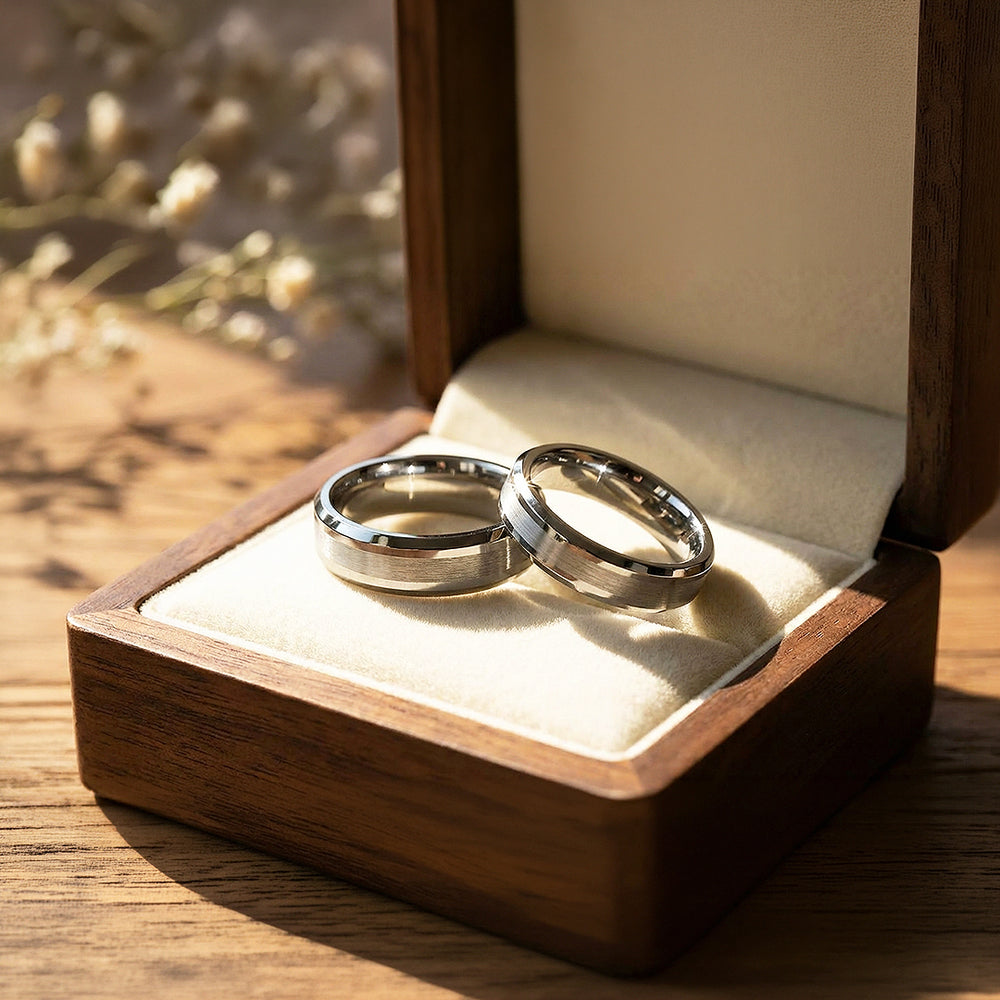 Serenity | Tungsten Couple Rings | Silver Wedding Bands - Ring | Singapore Jewellery, Wedding Rings & Gifts | Same Day Delivery | Tiara.com.sg