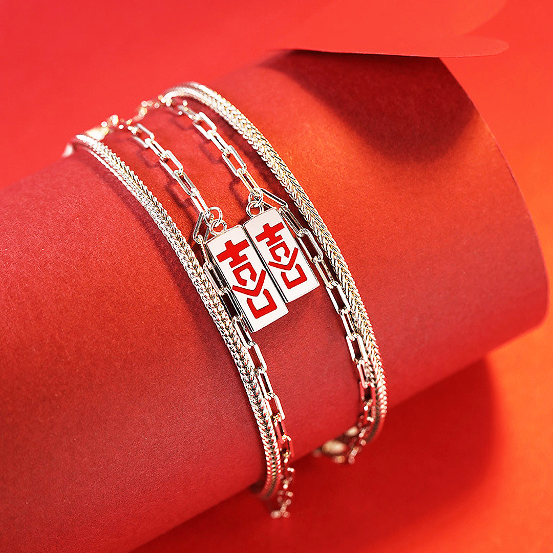 双喜 Shuāngxǐ Unity Couple Bracelets - Same Day Couple | Singapore Jewellery, Wedding Rings & Gifts | Same Day Delivery | Tiara.com.sg