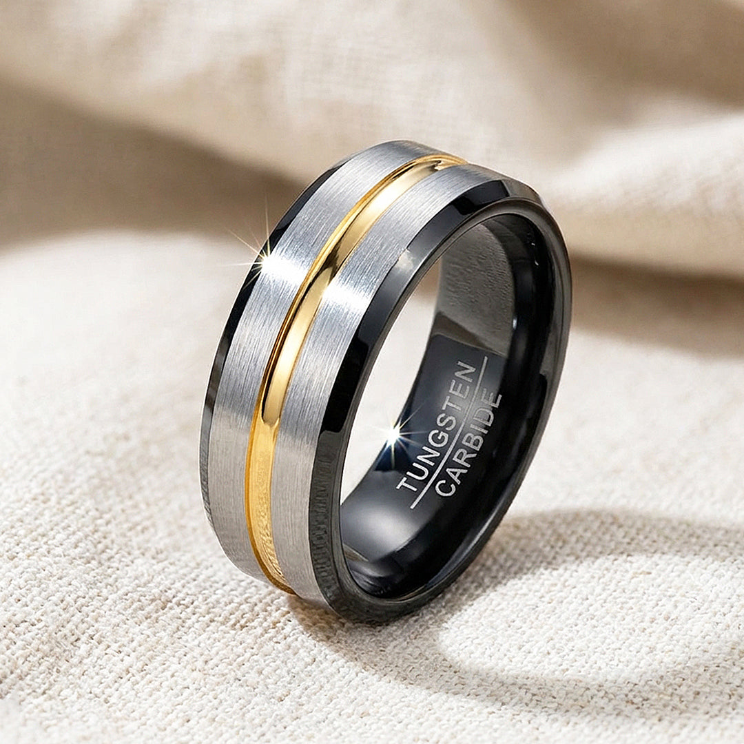 Silver Shadow Tungsten Carbide Ring — Clearance Sale Size 11 Only - Ring | Singapore Jewellery, Wedding Rings & Gifts | Same Day Delivery | Tiara.com.sg