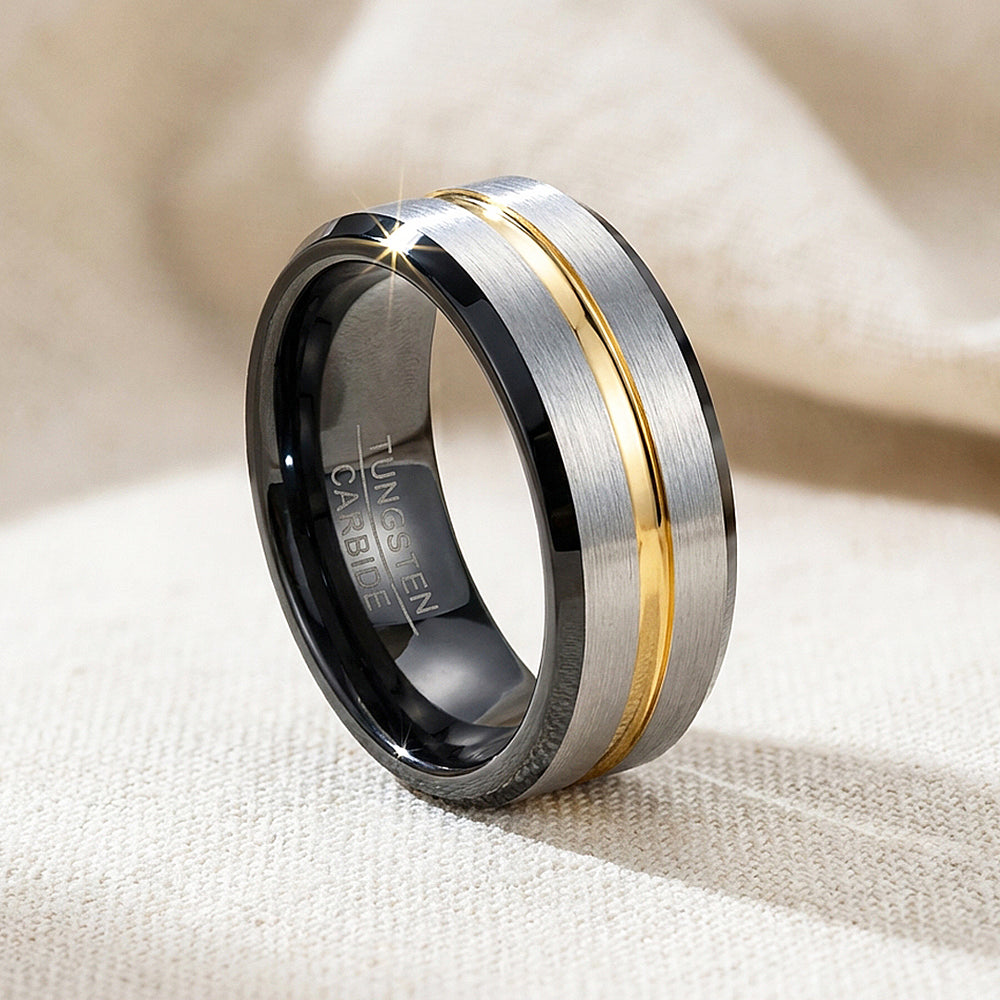 Silver Shadow Tungsten Carbide Ring — Clearance Sale Size 11 Only - Ring | Singapore Jewellery, Wedding Rings & Gifts | Same Day Delivery | Tiara.com.sg