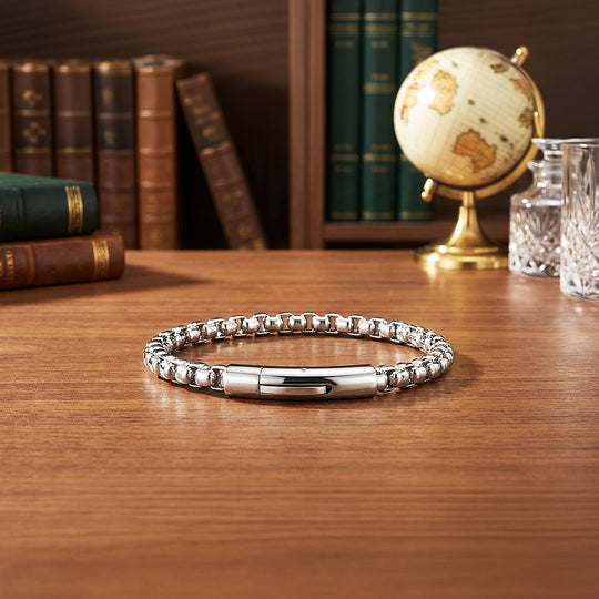 Apex Titan | Premium Titanium Steel Box Chain Bracelet in High-Polished Silver - Bracelets | Singapore Jewellery, Wedding Rings &amp; Gifts | Same Day Delivery | Tiara.com.sg