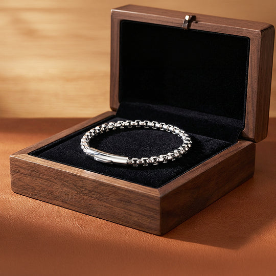 Apex Titan | Premium Titanium Steel Box Chain Bracelet in High-Polished Silver - Bracelets | Singapore Jewellery, Wedding Rings &amp; Gifts | Same Day Delivery | Tiara.com.sg