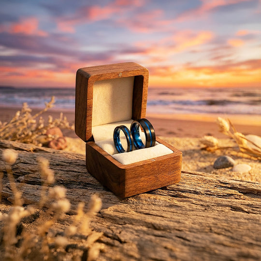 Twilight Blue | Tungsten Couple Rings | Black Wedding Bands - Ring | Singapore Jewellery, Wedding Rings &amp; Gifts | Same Day Delivery | Tiara.com.sg