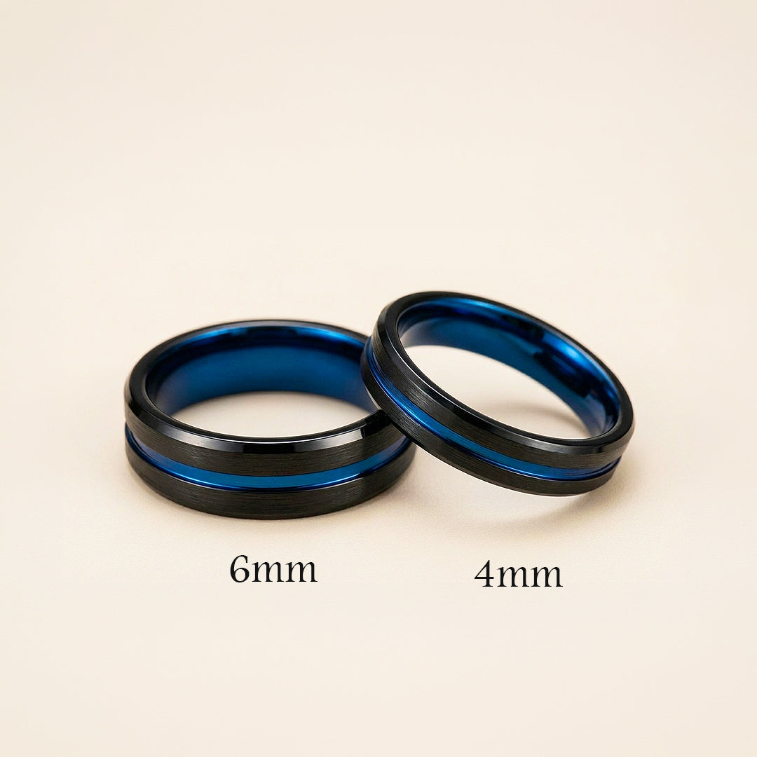 Twilight Blue | Tungsten Couple Rings | Black Wedding Bands - Ring | Singapore Jewellery, Wedding Rings &amp; Gifts | Same Day Delivery | Tiara.com.sg