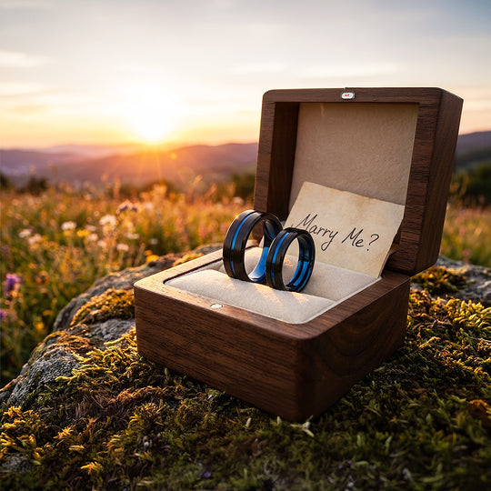 Twilight Blue | Tungsten Couple Rings | Black Wedding Bands - Ring | Singapore Jewellery, Wedding Rings &amp; Gifts | Same Day Delivery | Tiara.com.sg