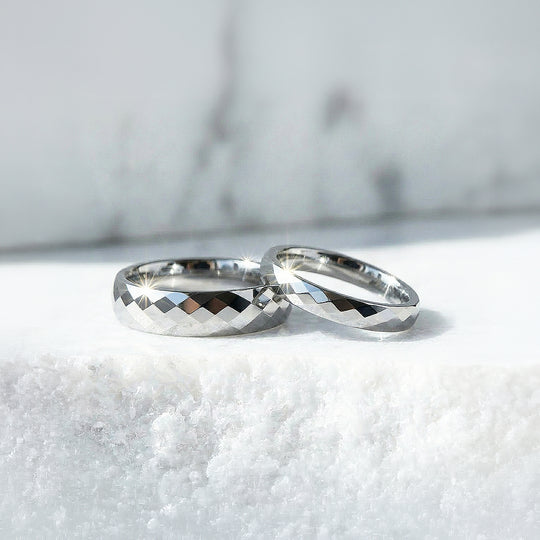 Yale Faceted Polished Tungsten Carbide Ring