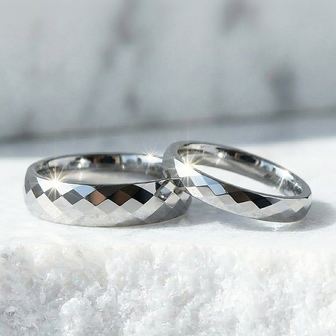 Yale Faceted Polished Tungsten Carbide Ring - Ring | Singapore Jewellery, Wedding Rings & Gifts | Same Day Delivery | Tiara.com.sg