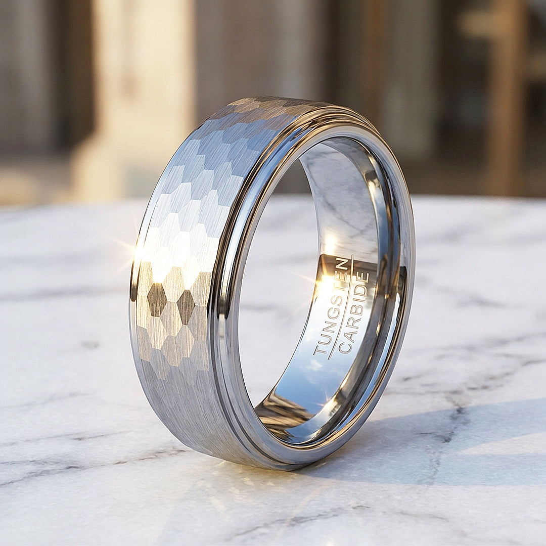 Zinc Hammered Tungsten Carbide Ring - Ring | Singapore Jewellery, Wedding Rings & Gifts | Same Day Delivery | Tiara.com.sg