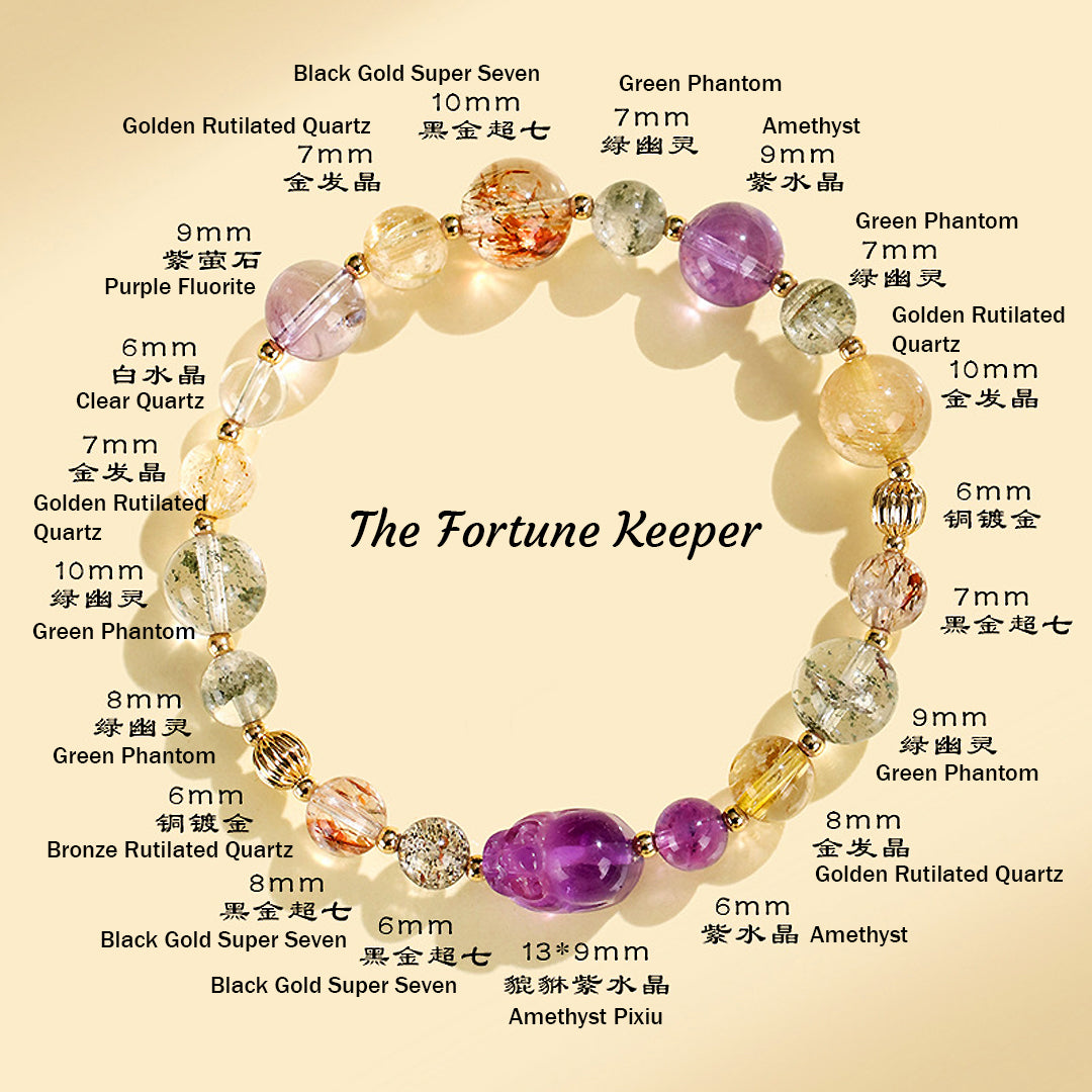 Golden Rutilated Quartz &amp; Black Gold Super Seven Prosperity Natural Crystal Bracelet | C186 - Crystal Bracelet | Singapore Jewellery, Wedding Rings &amp; Gifts | Same Day Delivery | Tiara.com.sg