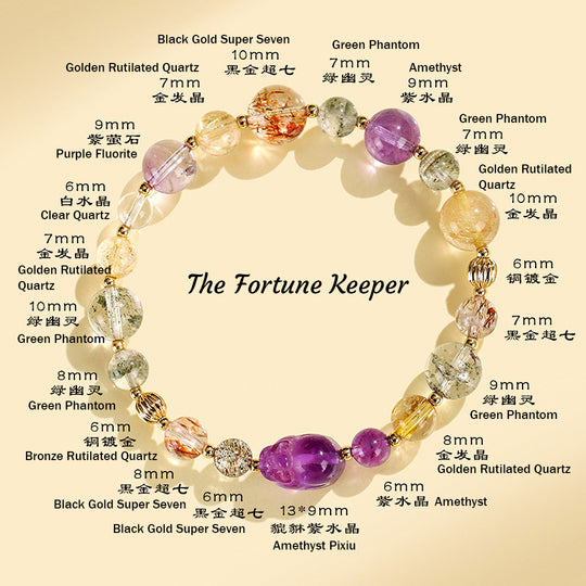 Golden Rutilated Quartz &amp; Black Gold Super Seven Prosperity Natural Crystal Bracelet | C186 - Crystal Bracelet | Singapore Jewellery, Wedding Rings &amp; Gifts | Same Day Delivery | Tiara.com.sg