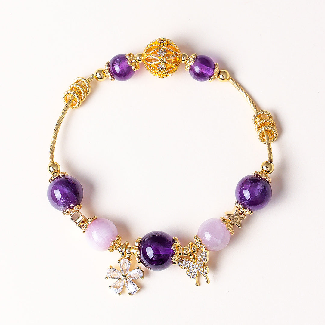 Uruguay Amethyst &amp; Rose Quartz Celestial Bloom Natural Crystal Bracelet | C248 - Crystal Bracelet | Singapore Jewellery, Wedding Rings &amp; Gifts | Same Day Delivery | Tiara.com.sg