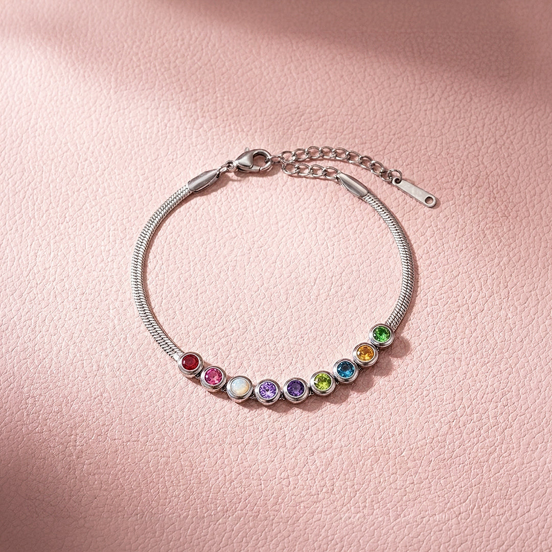 Rainbow Multi-Stone Snake Chain Bracelet | Luxe6574