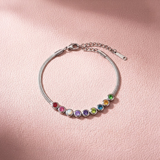 Rainbow Multi-Stone Snake Chain Bracelet | Luxe6574