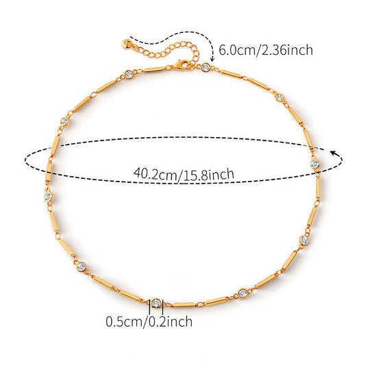 Bar Link Station Pendant Necklace | Gold | Luxe4455 - Luxe Necklace | Singapore Jewellery, Wedding Rings &amp; Gifts | Same Day Delivery | Tiara.com.sg
