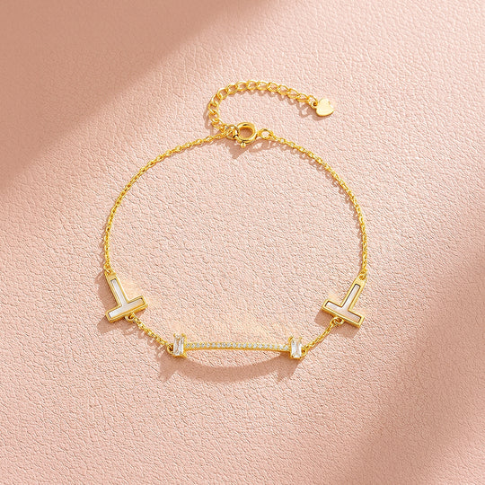 T-Bar Smile Pavé Chain Bracelet | Luxe6615