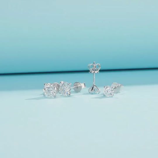 Classic Solitaire Stud Earrings | Moissanite | 925 Sterling Silver | Prm8102