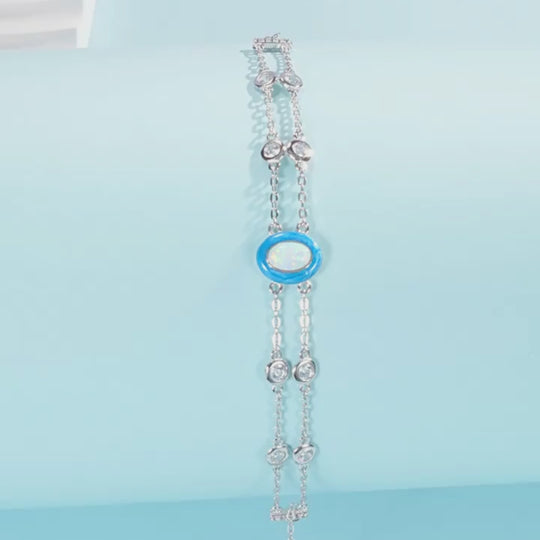 Blue Opal Double-Strand Bracelet | Diamond Simulant | Prm9126