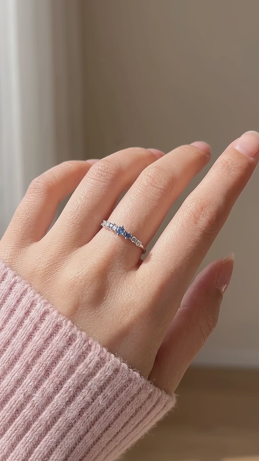 Blue Ombré Gradient Row Ring | Diamond Simulant | 925 Sterling Silver | Prm5022