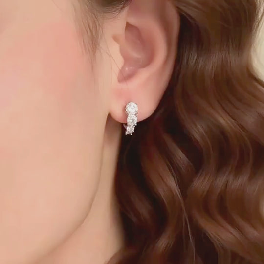 Graduated Cluster Huggie Earrings | Moissanite | 925 Sterling Silver | Prm8122