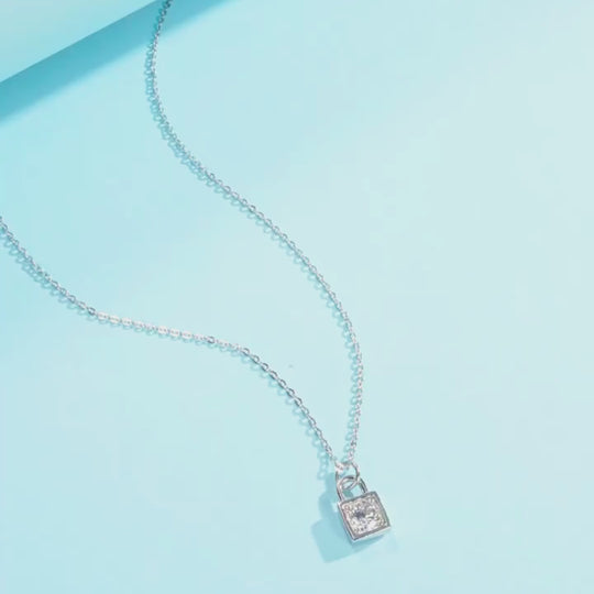 Square Locket Moissanite Solitaire Pendant Necklace | PRM2005