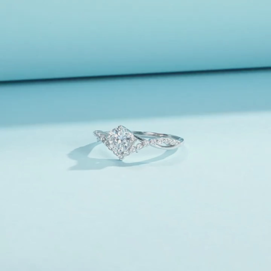 Twisted Wishbone Halo Ring | 0.50ct | Moissanite | 925 Sterling Silver | Prm7102