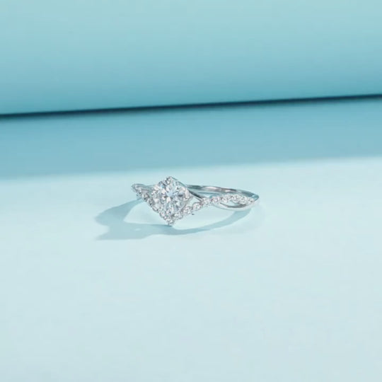 Twisted Wishbone Halo Ring | 0.50ct | Moissanite | 925 Sterling Silver | Prm7102