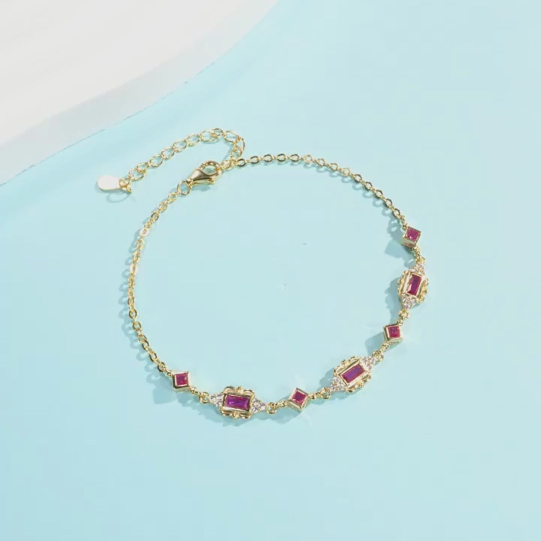 Vintage Baguette Halo Bracelet | Diamond Simulant | Prm9127