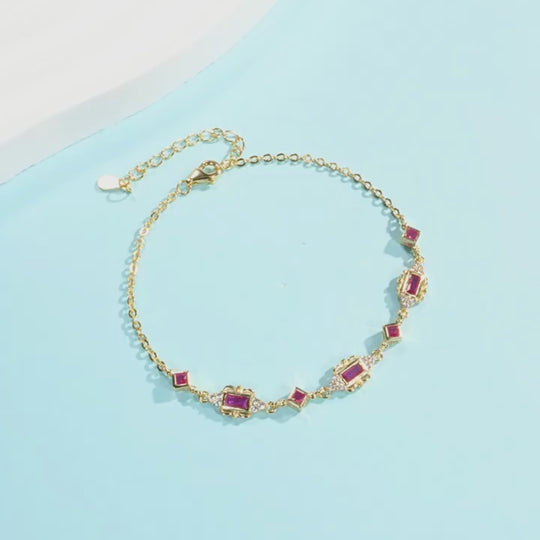 Vintage Baguette Halo Bracelet | Diamond Simulant | Prm9127
