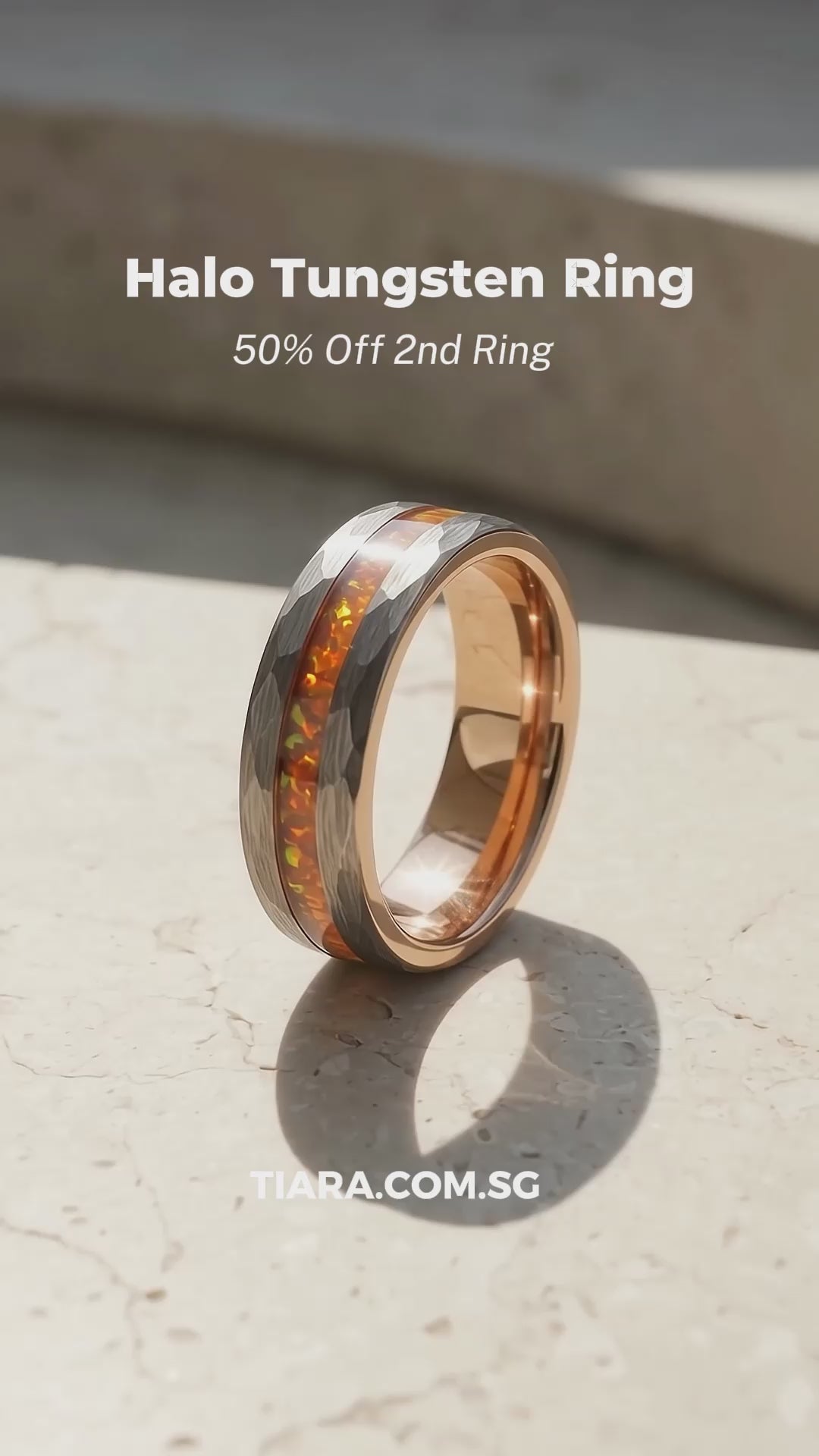 Halo Fire Opal Tungsten Carbide Ring | Men&