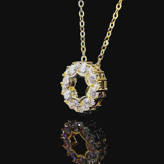 Open Circle Halo Moissanite Pendant Necklace | PRM2022