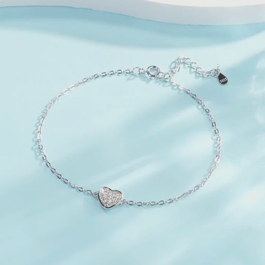 Pavé Heart Link Bracelet | Diamond Simulant | Prm9121